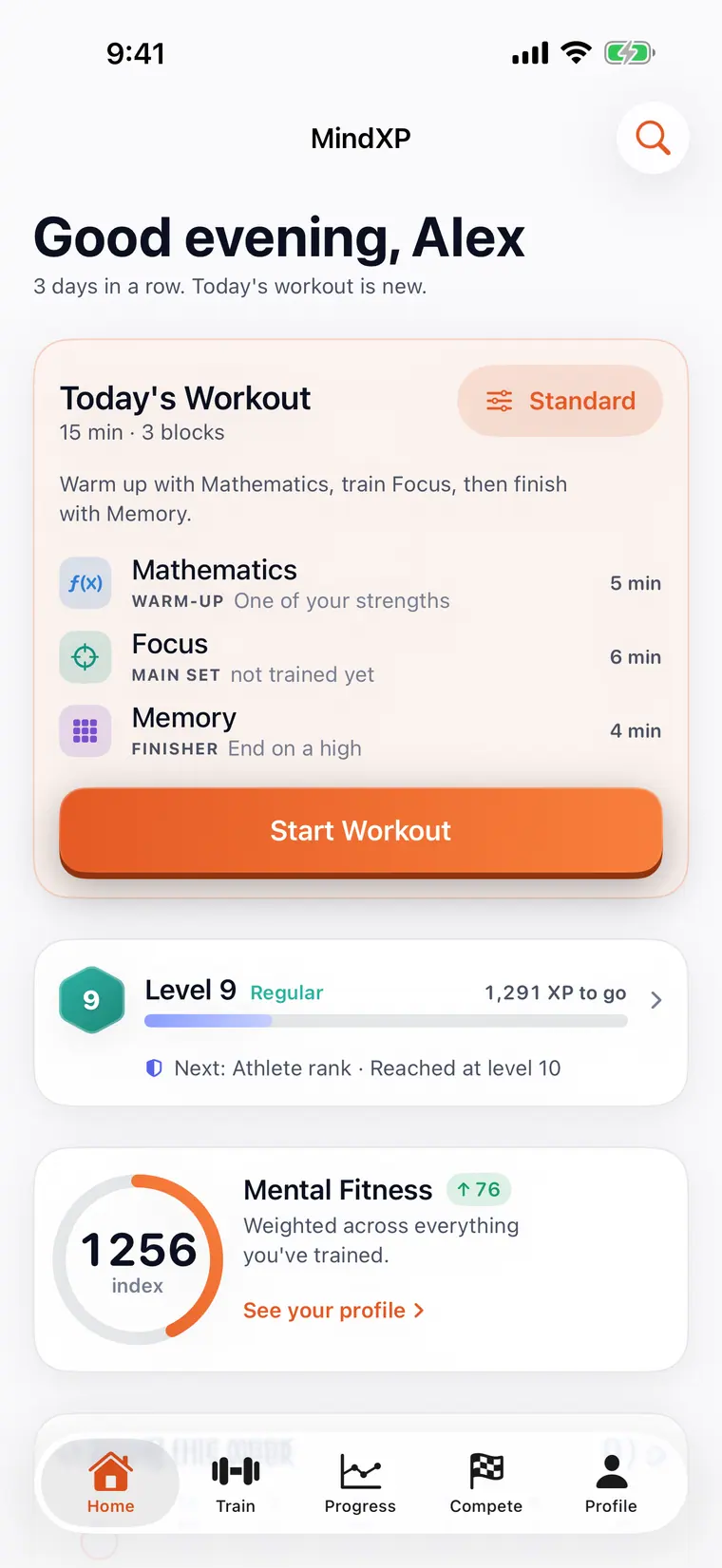 MindXP running on iPhone.